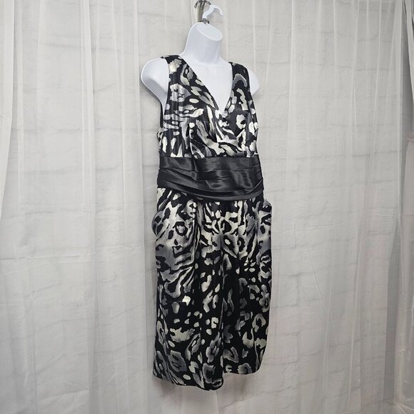 Onyx Nite Black Gray Leopard Cocktail Dress Sleeveless Satin Formal 20W - Picture 5 of 14